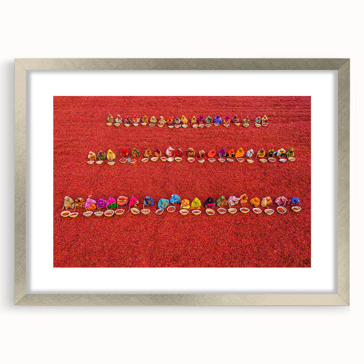 Textured abstract art print of a serene Bangladesh landscape in muted earth tones on a framed canvas.