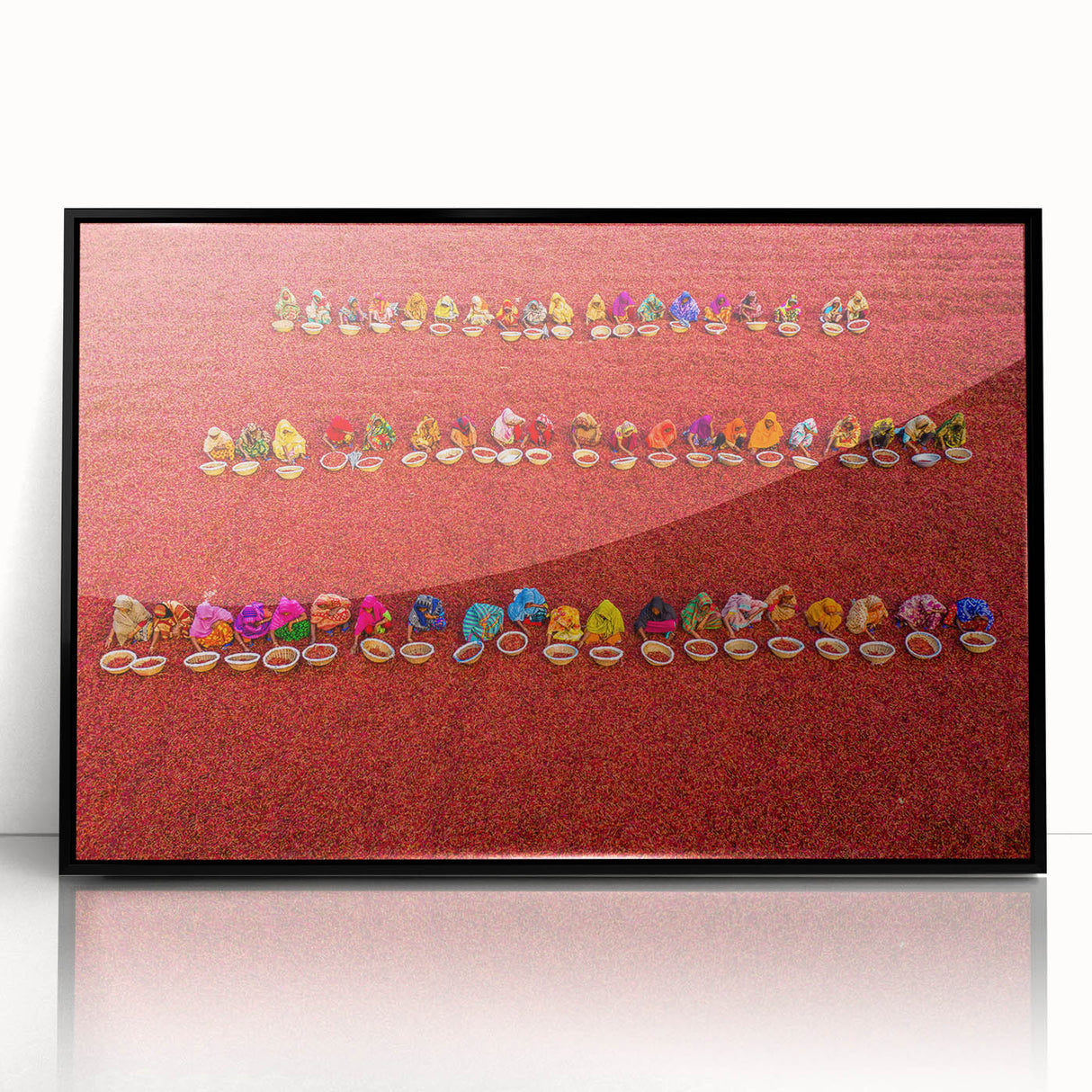Large abstract wall art depicting a serene Bangladesh landscape in muted earth tones on a framed acrylic.