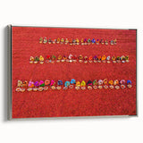 Framed canvas of a vintage-style landscape painting depicting a colorful Asian scenery, ideal for enhancing black wall art.