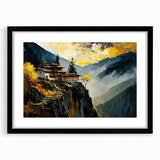 Extra large, textured abstract art print featuring colorful, swirling patterns, framed in black, ideal for living room decor.