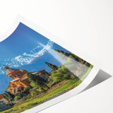 Extra large wall art featuring line art flowers in muted earth tones on a rolled canvas.