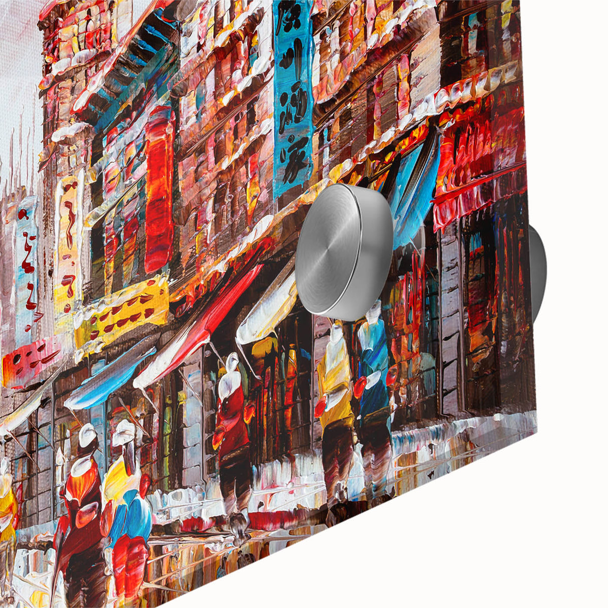 Large abstract wall art featuring Hong Kong scenery in muted tones on acrylic glass, ideal for dining room ambiance.