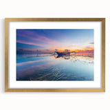 Extra large abstract art print of a textured Indonesian landscape in a gold frame, ideal for living room decor.