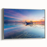 Landscape art painting of an Indonesian scenery in muted colors on framed canvas, ideal for living room decor.