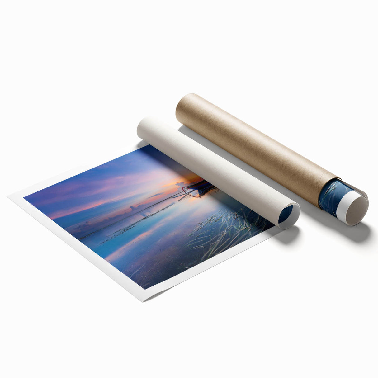 Extra large floral art print of Indonesian scenery on rolled canvas, suitable for large living room or bathroom.