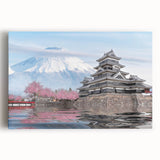 Large black and white stretched canvas featuring a serene Japanese landscape, ideal for kitchen wall art.