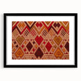 Extra large abstract art print of a colorful, textured Asian landscape on a black framed canvas, ideal for living room decor.