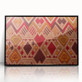 Large abstract wall art depicting a Laos scenery in muted earth tones on a framed acrylic.
