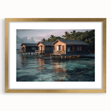 Extra large abstract art print of a Malaysian landscape in textured gold tones on a framed canvas.