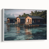 Vintage poster art of a Malaysian landscape in colorful tones on a large framed canvas, ideal for living room decor.