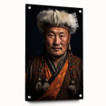 Large abstract wall art depicting a Mongolian landscape in muted earth tones on acrylic glass.