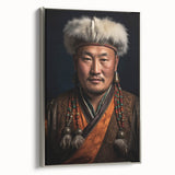 Framed canvas of a Mongolian landscape painting in colorful art style, ideal for living room decor.