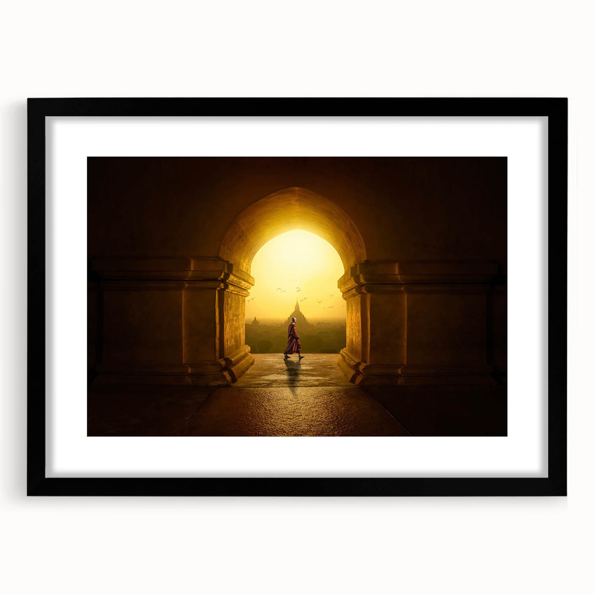 Abstract art print depicting colorful, textured scenery of Myanmar on an extra large canvas, ideal for living room decor.