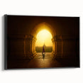 Black and white framed canvas of a Myanmar landscape, featuring vintage poster art style, ideal for bedroom wall decor.