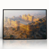 Large abstract wall art depicting a serene Pakistani landscape in muted earth tones on a framed acrylic.