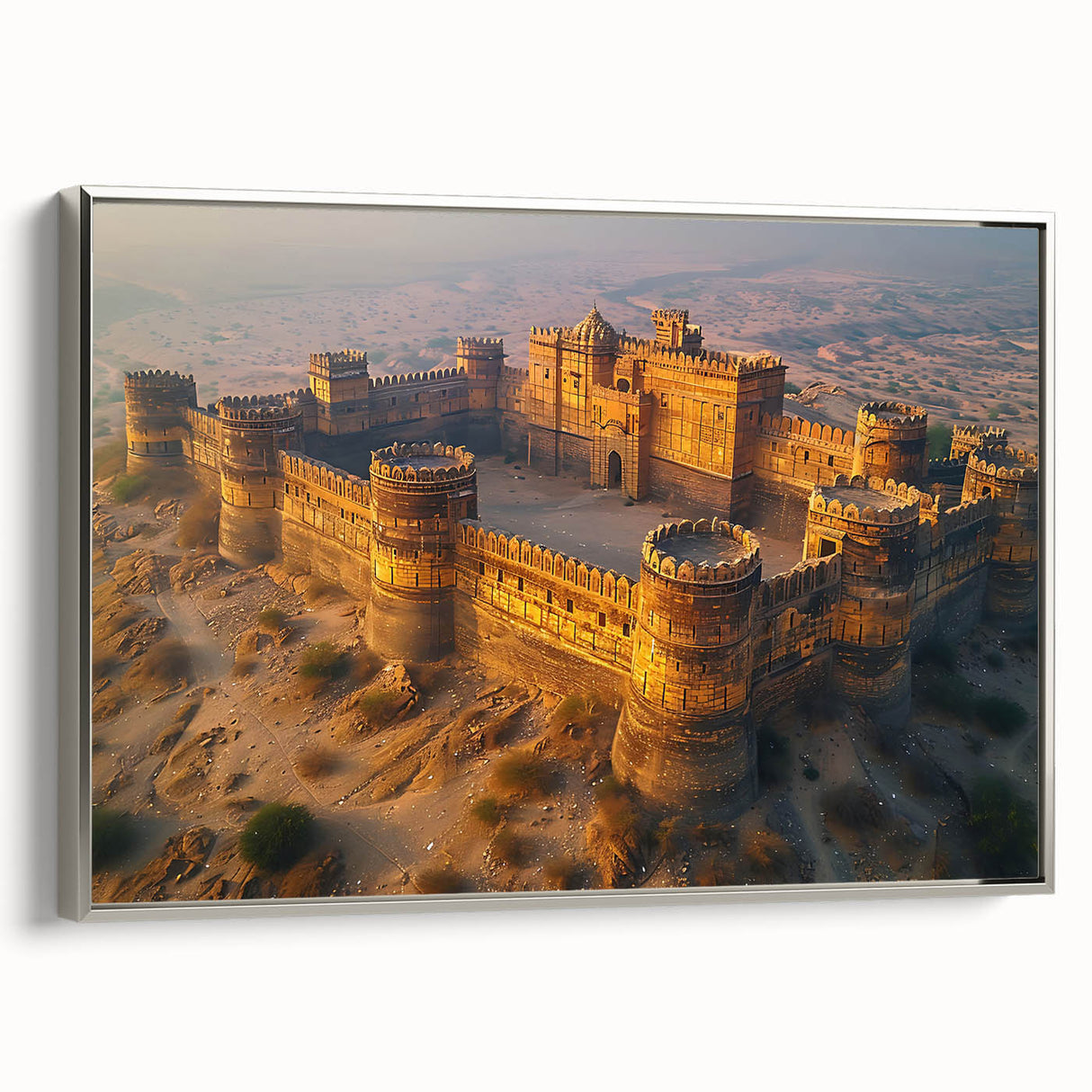 Landscape art painting of a scenic view in Pakistan, featuring vibrant colors on a framed canvas.