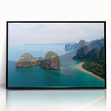 Large abstract wall art depicting a vibrant, colorful Thai landscape on a black framed acrylic.