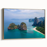Framed canvas of a vintage-style Thai landscape in muted gold and black tones, ideal for bedroom wall decor.