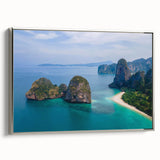 Landscape art painting of a scenic Thai countryside on framed canvas, featuring colorful art in vintage poster style.