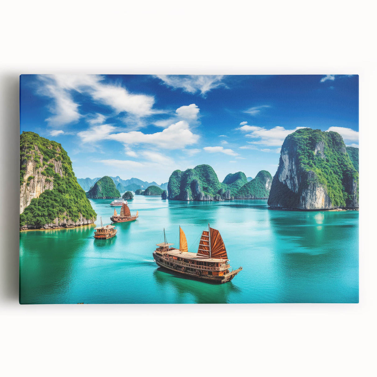 Black and white photograph of a Vietnamese landscape on stretched canvas, ideal for kitchen wall art.