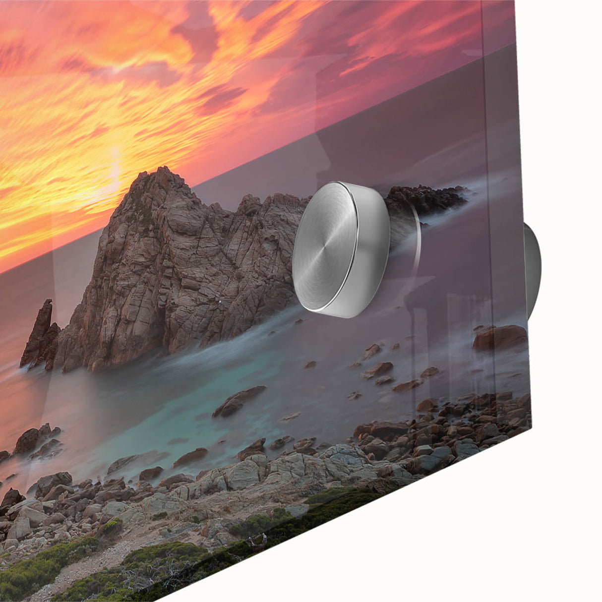 Large abstract wall art of Perth scenery in mid-century modernist style on acrylic glass, ideal for dining room art.