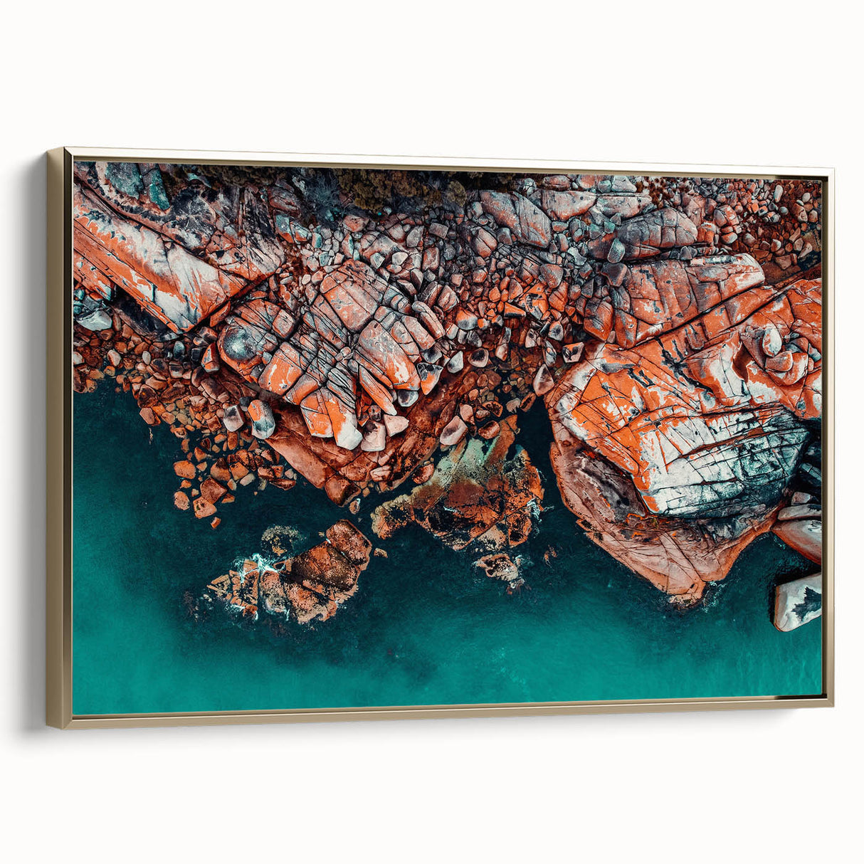 Vintage poster art of Tasmania scenery on framed canvas, featuring colorful art in extra large size.
