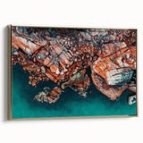Vintage poster art of Tasmania scenery on framed canvas, featuring colorful art in extra large size.