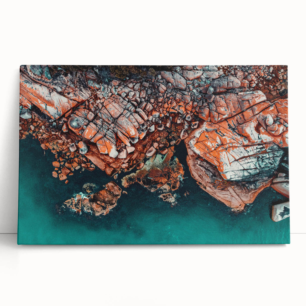 Large black and white stretched canvas of Tasmania scenery, ideal for kitchen wall art.