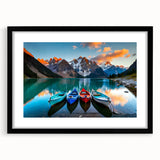 Extra large abstract art print of Alberta scenery in colorful, textured style on framed canvas.