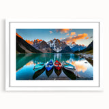 Abstract art print of Alberta scenery in soft earth tones on a framed canvas, ideal for dining room decor.