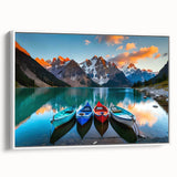 Vintage poster art of Alberta, Canada scenery on framed canvas, featuring a colorful palette, ideal for living room decor.