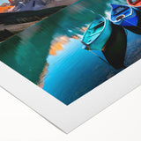 Art deco poster of Alberta, Canada scenery in muted earth tones on rolled canvas, suitable for dining room decor.