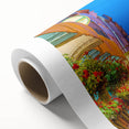 Art deco poster of Quebec scenery in soft pastel shades on rolled canvas, ideal for nursery wall art.