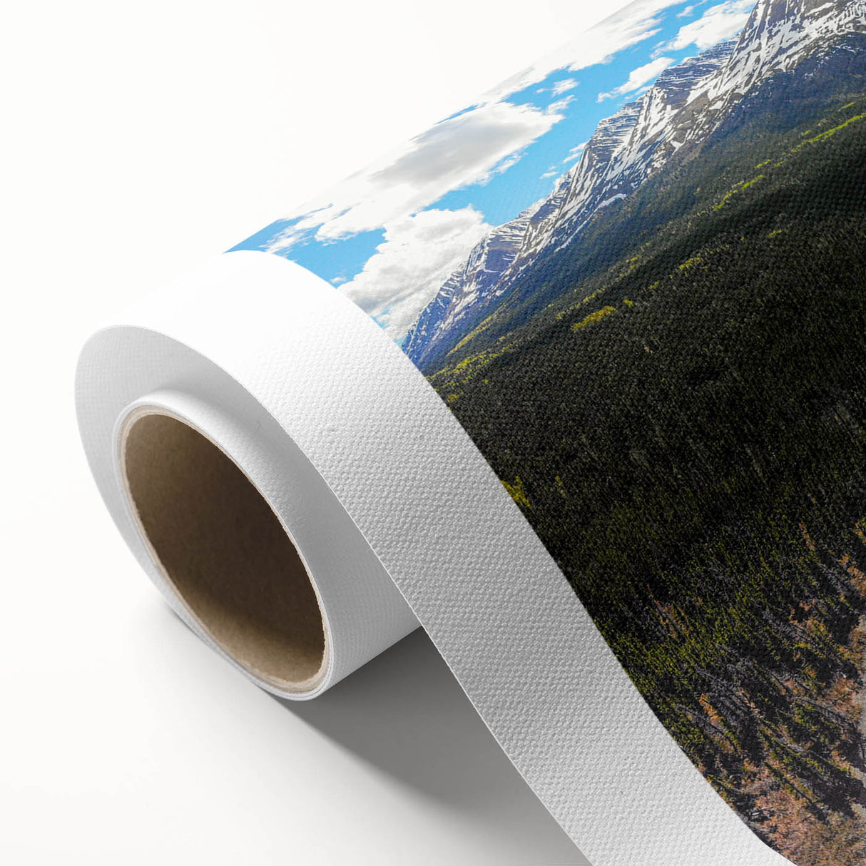 Art Deco style poster of Yukon scenery on rolled canvas, showcasing muted earth tones, ideal for nursery wall art.