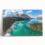 Black and white photograph of Yukon scenery on stretched canvas, suitable as large kitchen or bedroom wall art.