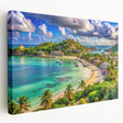 Large canvas print of Caribbean Antigua scenery with vivid blue and green tones, ideal for kitchen wall art.