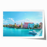 Extra large rolled print of a Caribbean Bahamas scenery with vibrant blue and green tones, ideal for dining room wall art.
