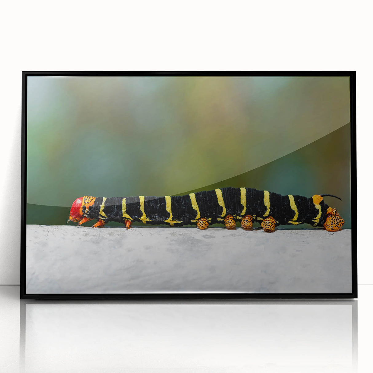 Large abstract wall art depicting a Caribbean landscape in vibrant blue and green tones on a framed acrylic.