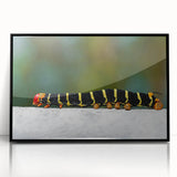 Large abstract wall art depicting a Caribbean landscape in vibrant blue and green tones on a framed acrylic.