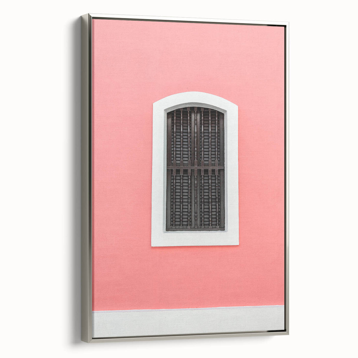 Framed canvas of a vintage-style Puerto Rican landscape with colorful art and black accents, ideal for living room decor.