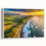 Vintage poster art of a vibrant El Salvador scenery on a large framed canvas, ideal for living room decor.