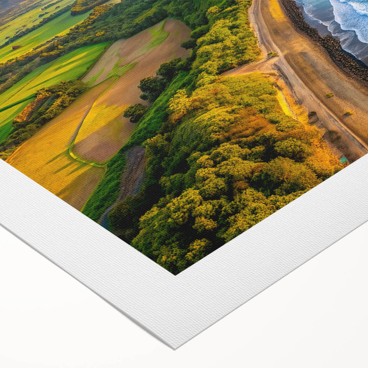 Art deco poster featuring a serene El Salvador landscape in soft blue and green tones on rolled canvas.