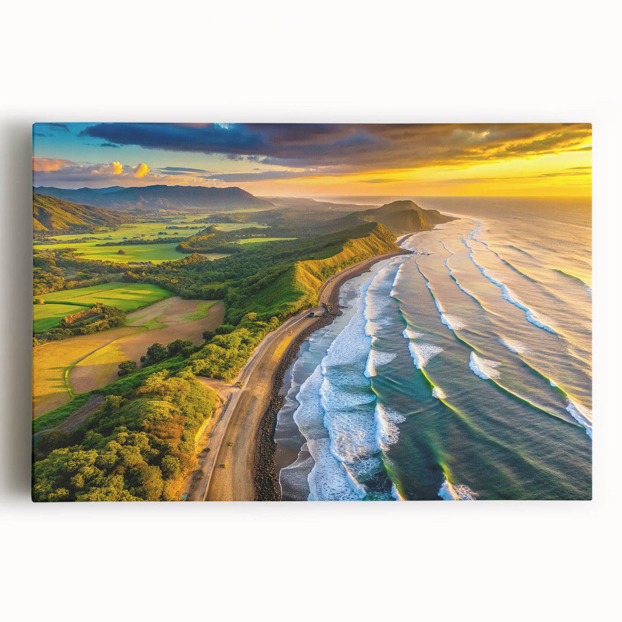 Black and white stretched canvas of a scenic El Salvador landscape, ideal for kitchen wall art.