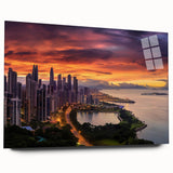 Large abstract wall art of Central America scenery in Panama, depicted in vibrant colors on acrylic glass.
