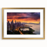 Extra large abstract art print of Central America scenery in gold frame, with textured design, ideal for living room decor.