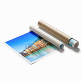 Extra large rolled print of a serene Austrian landscape with vibrant greenery and floral elements.