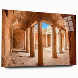 Large abstract wall art of a European Cyprus scenery in muted earth tones on acrylic glass.