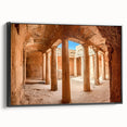 Black and white framed canvas of a vintage-style Cyprus landscape, ideal for bedroom wall decor.
