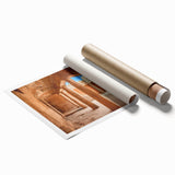 Extra large rolled print featuring Cyprus landscape with vibrant floral elements, ideal for classy bathroom wall art.