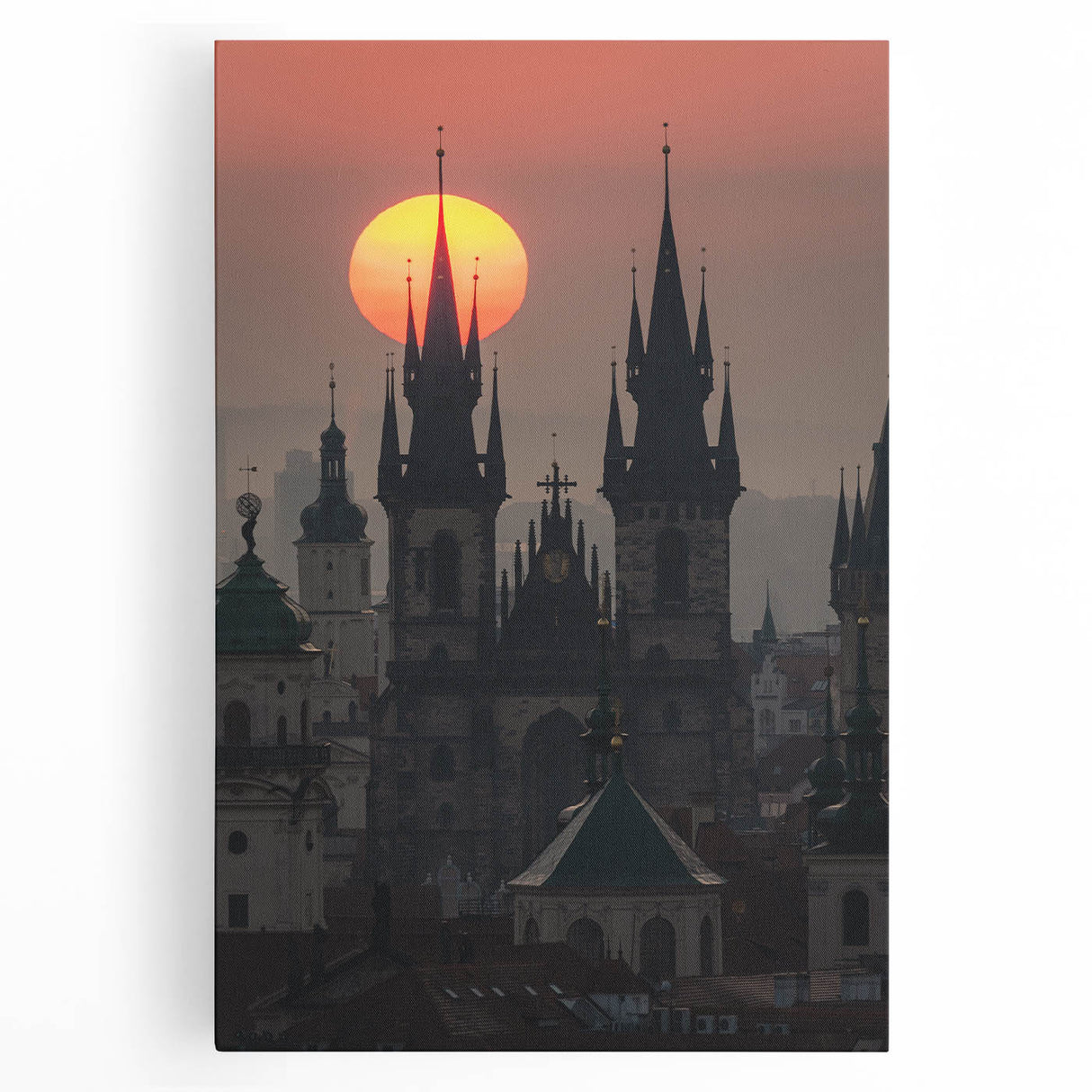 Black and white stretched canvas of Prague scenery, ideal for kitchen wall art or bedroom ambiance.